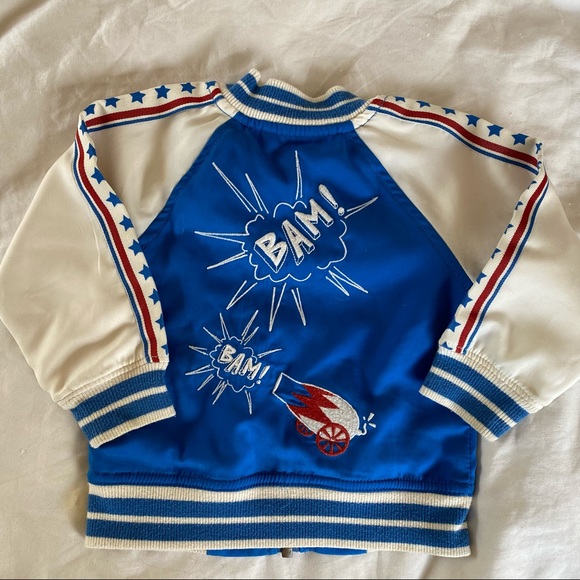 OshKosh B’Gosh Red, white, and blue vintage-style bomber jacket, 18 mos. - Picture 1 of 11
